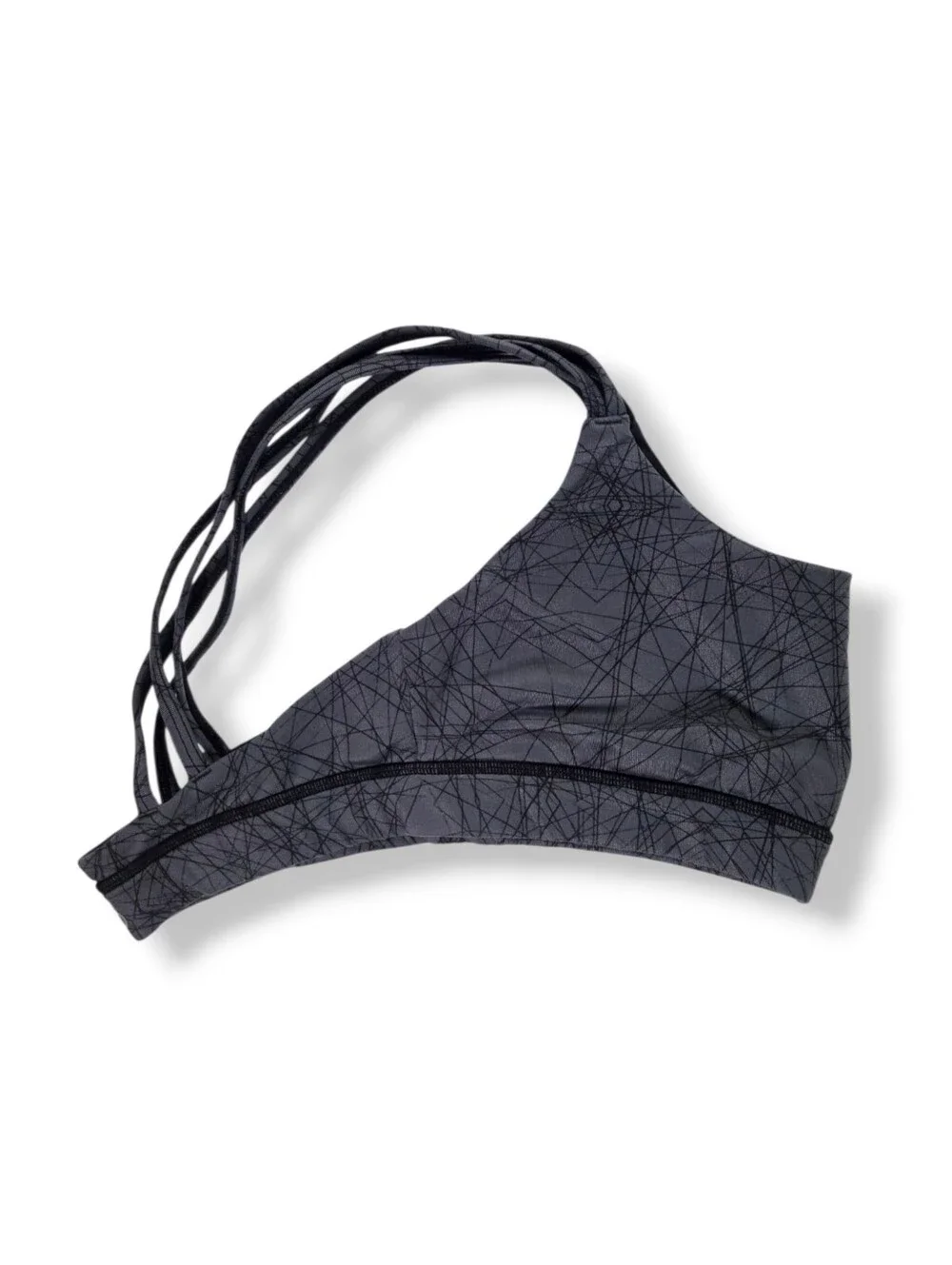ALO Yoga Work It Out Sports Bra Strappy Pilates Athletic Low Impact Gray Sz M